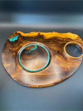 Handcrafted Live Edge Exotic Wood & Turquoise Resin Charcuterie Board